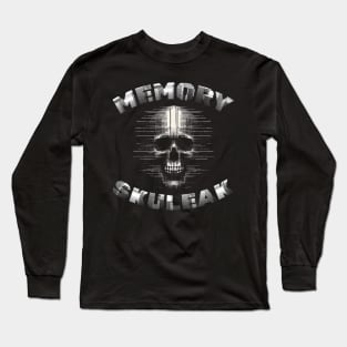 Creepy Glitch Skull: Digital Distortion Long Sleeve T-Shirt